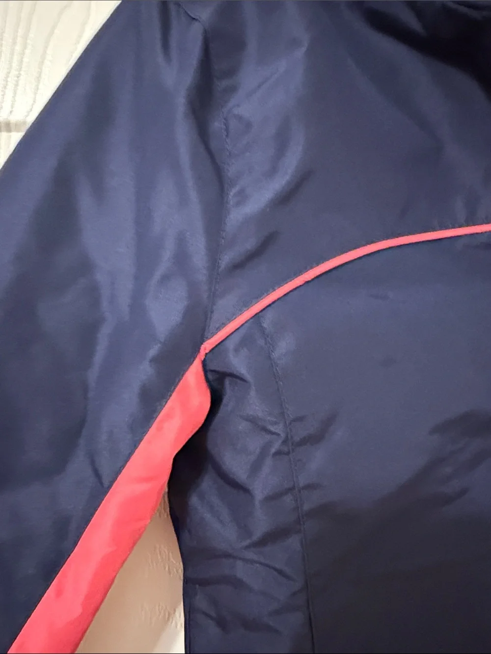 Nautica Girls Windbreaker Rain Jacket Size 7 Navy Coral Hidden Hood NWOT